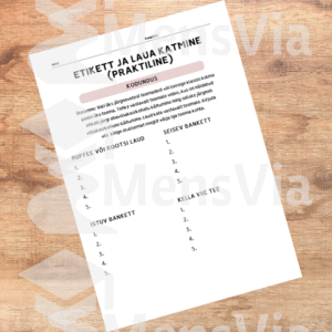 Etikett ja laua katmine - kodunduse tööleht II-III kooliaste PDF fail printimiseks