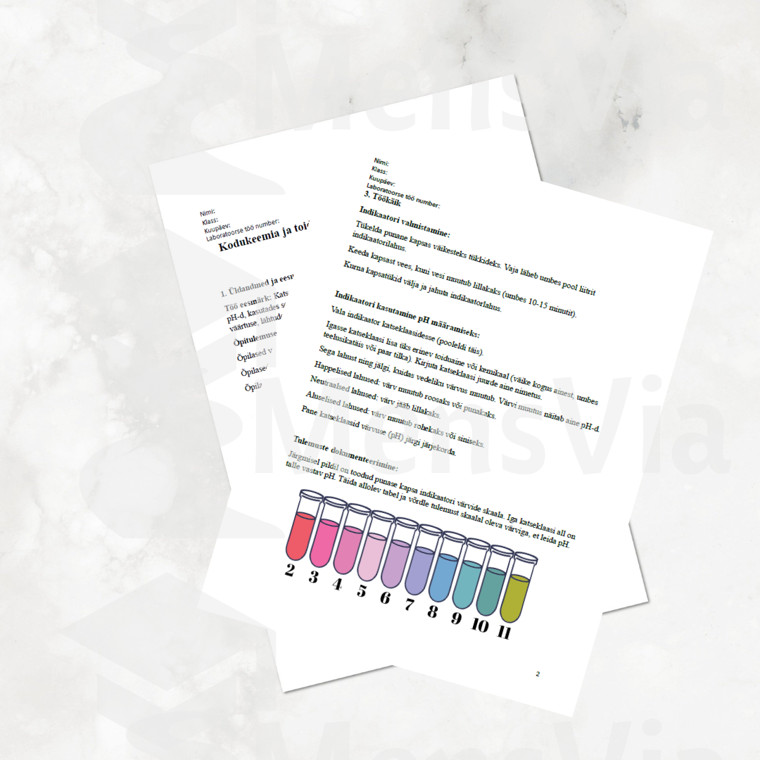 Kodukeemia ja toiduainete pH määramine punase kapsa indikaatori abil Keemia pdf